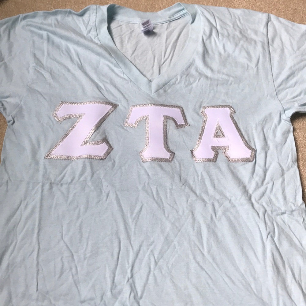 ZTA Zeta Tau Alpha stitched letter shirt